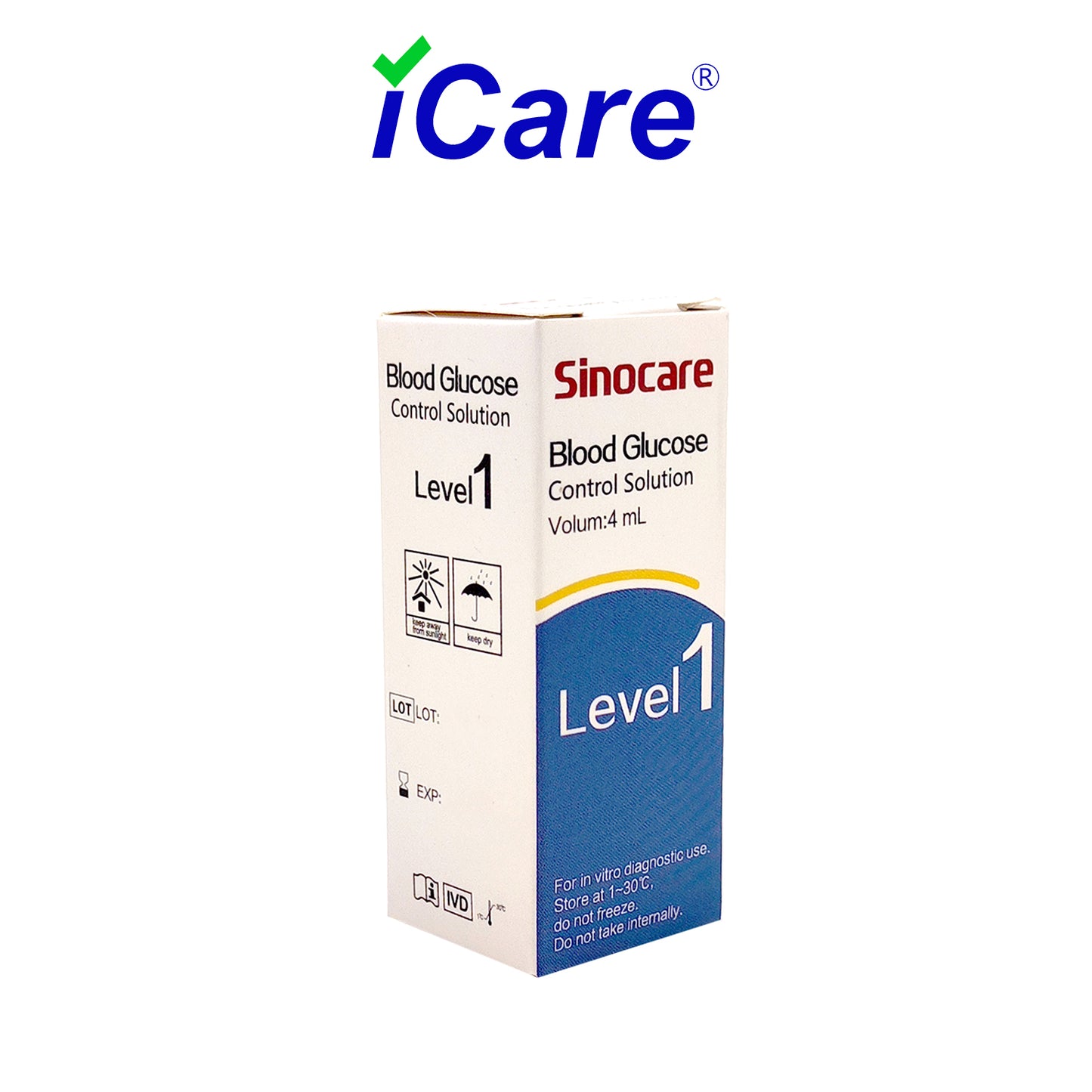 Sinocare Blood Glucose Control Solution Level 1 for Safe Accu Glucose Meter 4ml