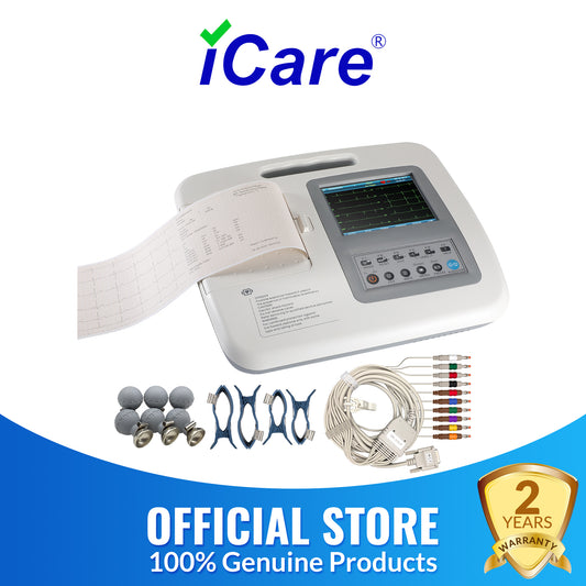 iCare® 1106L Color LCD Touch Screen 6-Channel ECG Machine (Snap Button Type/ Bulb & Clamp Type)