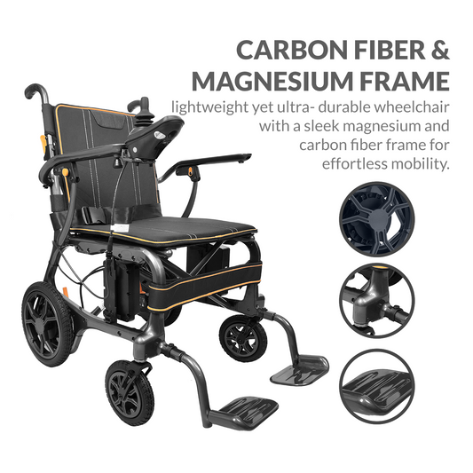iCare EX910 Lightweight Foldable Electric Wheelchair with Carbon Fiber and Magnesium Frame
