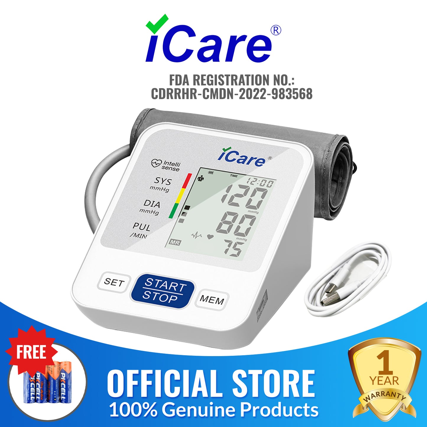 iCare® CK238 Automatic Digital Blood Pressure Monitor / Digital Sphygmomanometer  Small arm cuff 22-32cm