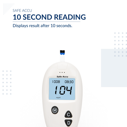 iCare® Safe Accu Blood Glucose Meter COMPLETE SET (1Meter + 25 Individually Packed Strips + 25pcs Lancets + Lancing Device) Blood Sugar Monitoring Kit SA