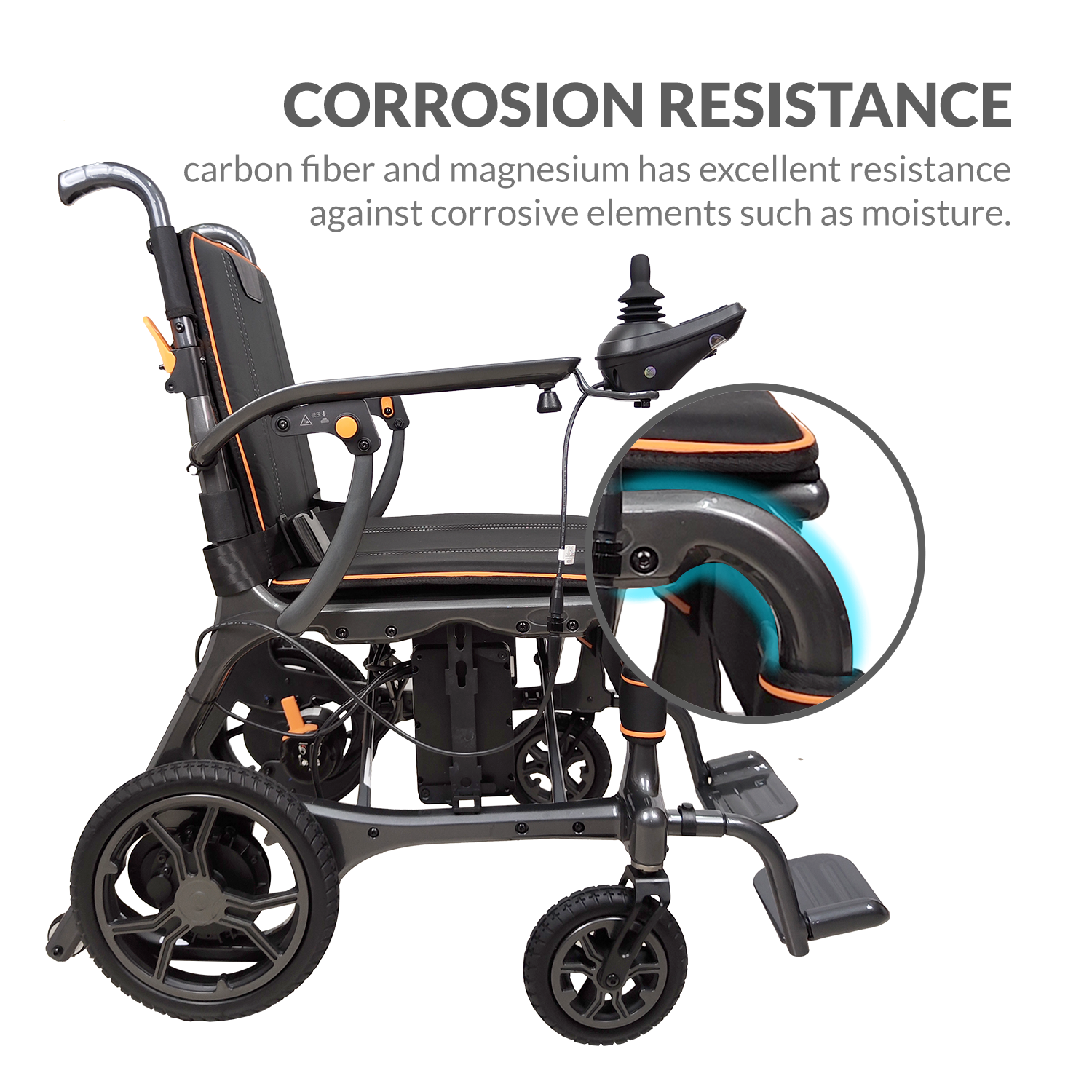 iCare EX910 Lightweight Foldable Electric Wheelchair with Carbon Fiber and Magnesium Frame