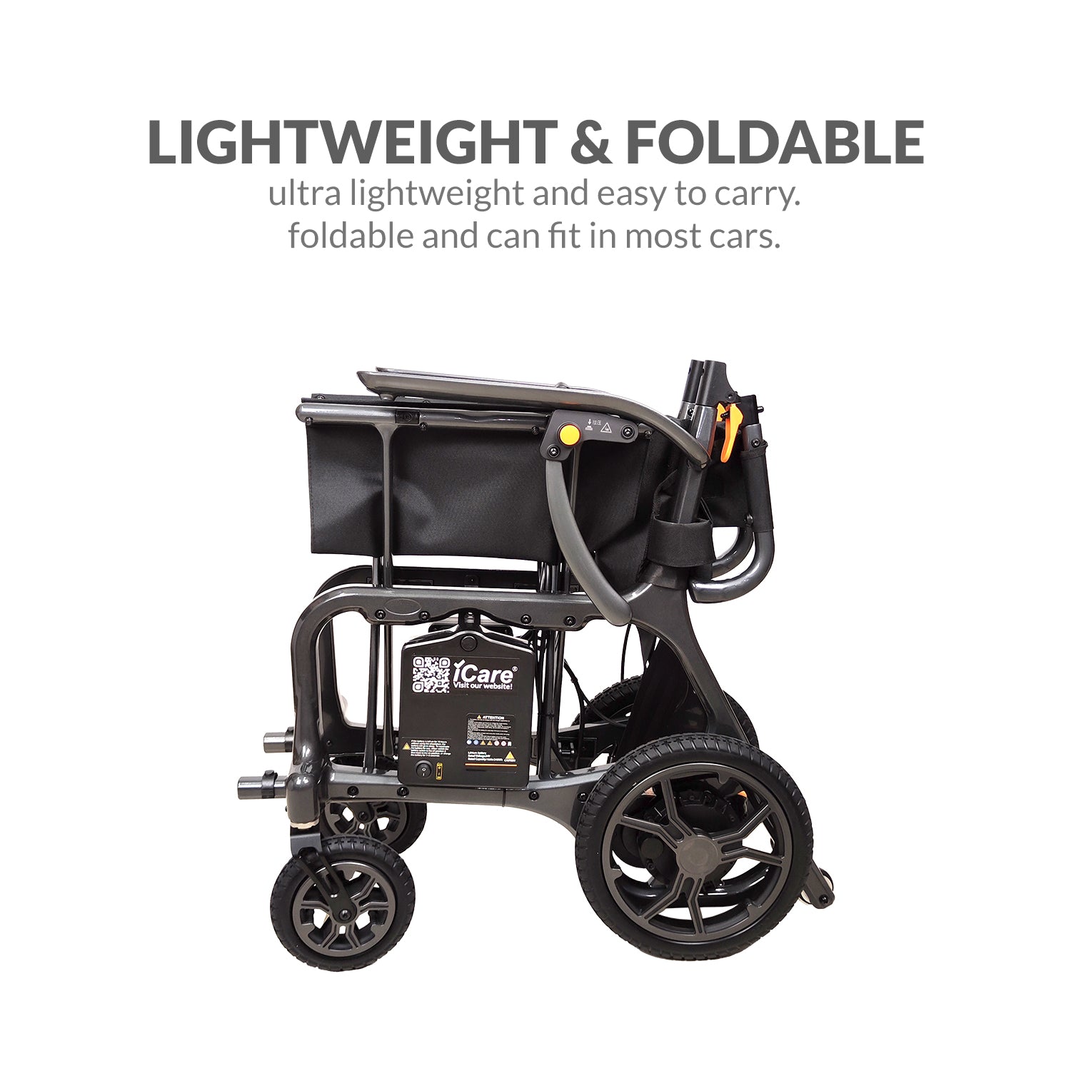 iCare EX910 Lightweight Foldable Electric Wheelchair with Carbon Fiber and Magnesium Frame