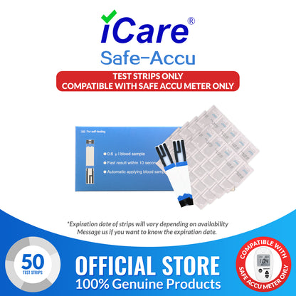 iCare® Safe Accu Glucose Test Strips COMPATIBLE WITH SAFE ACCU GLUCOSE METER ONLY