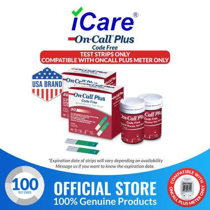 iCare® On Call Plus Code Free Test Strips ONLY COMPATIBLE WITH On Call Plus Code Free GLUCOSE METER SA