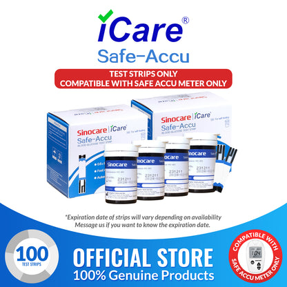 iCare® Safe Accu Glucose Test Strips COMPATIBLE WITH SAFE ACCU GLUCOSE METER ONLY