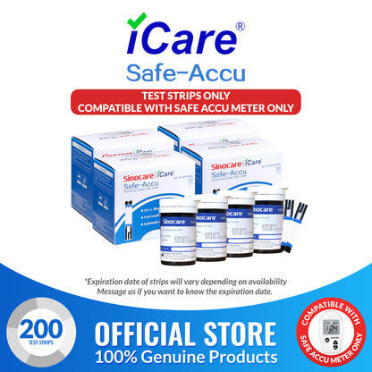 iCare® Safe Accu Glucose Test Strips COMPATIBLE WITH SAFE ACCU GLUCOSE METER ONLY