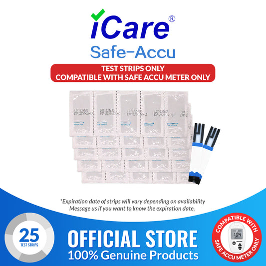 iCare® Safe Accu Glucose Test Strips 25pcs Individually Packed USE ONLY WITH SAFE ACCU GLUCOSE METER SA