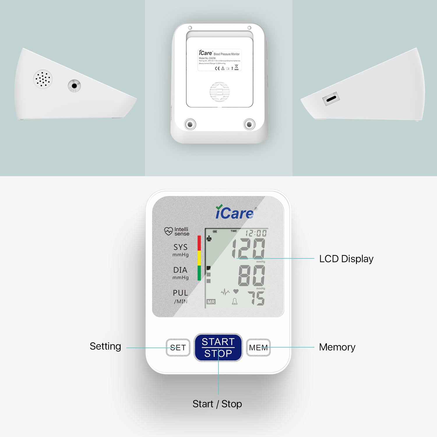 iCare® CK238 Automatic Digital Blood Pressure Monitor / Digital Sphygmomanometer  Small arm cuff 22-32cm