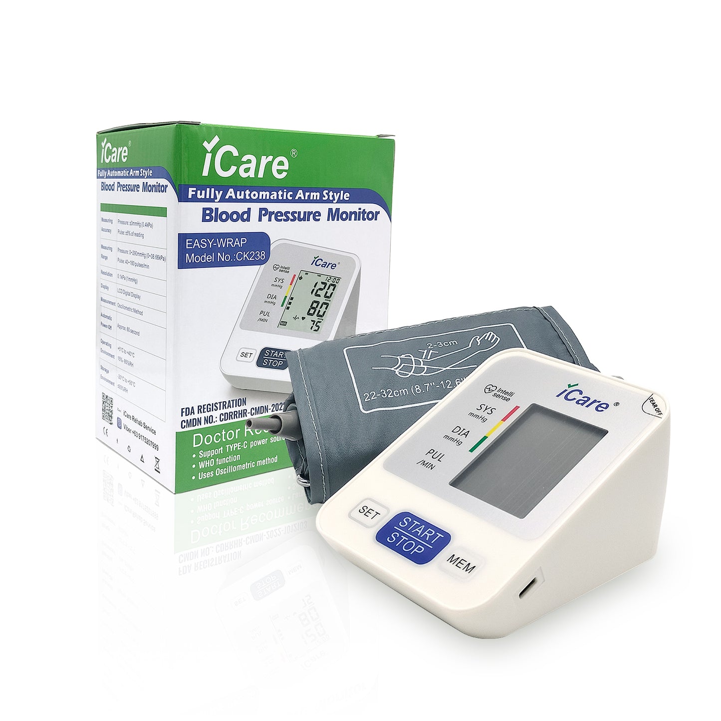iCare® CK238 Automatic Digital Blood Pressure Monitor / Digital Sphygmomanometer  Small arm cuff 22-32cm