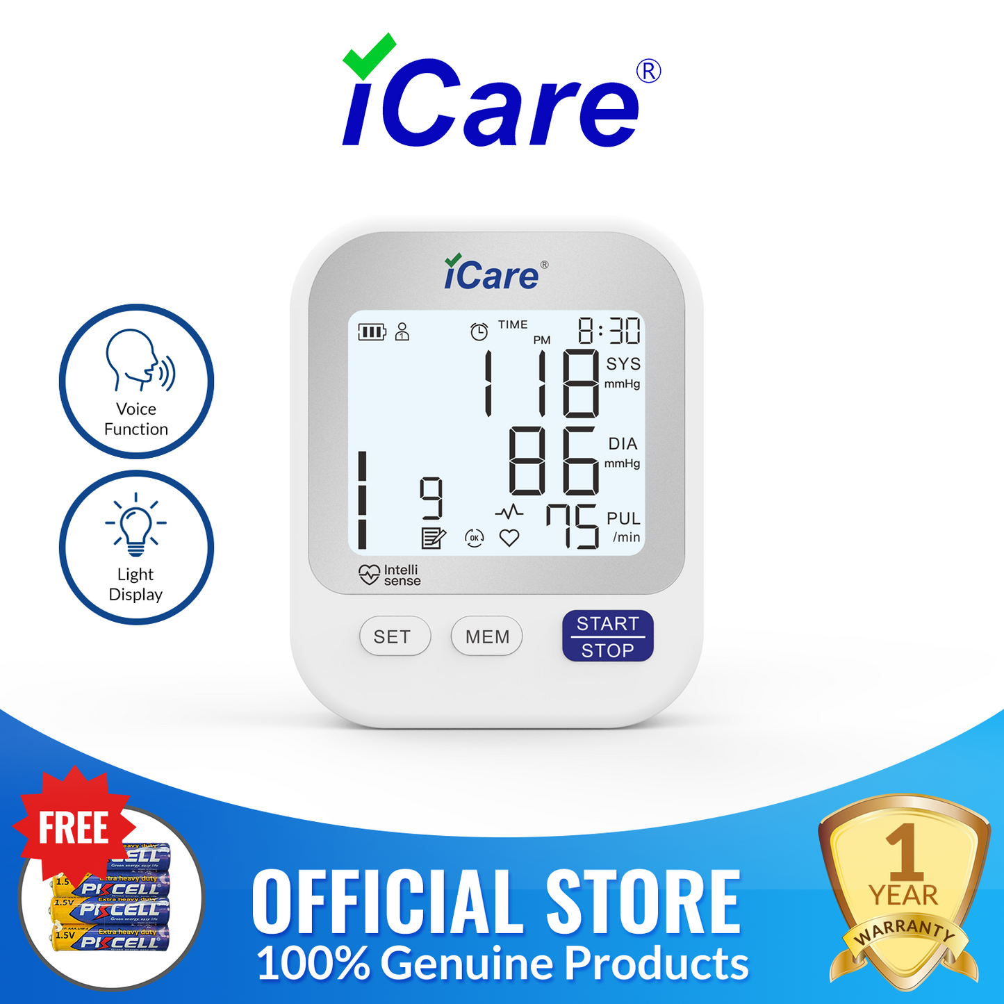 iCare® CK239 USB Powered Automatic Digital Blood Pressure Monitor with  Large Screen