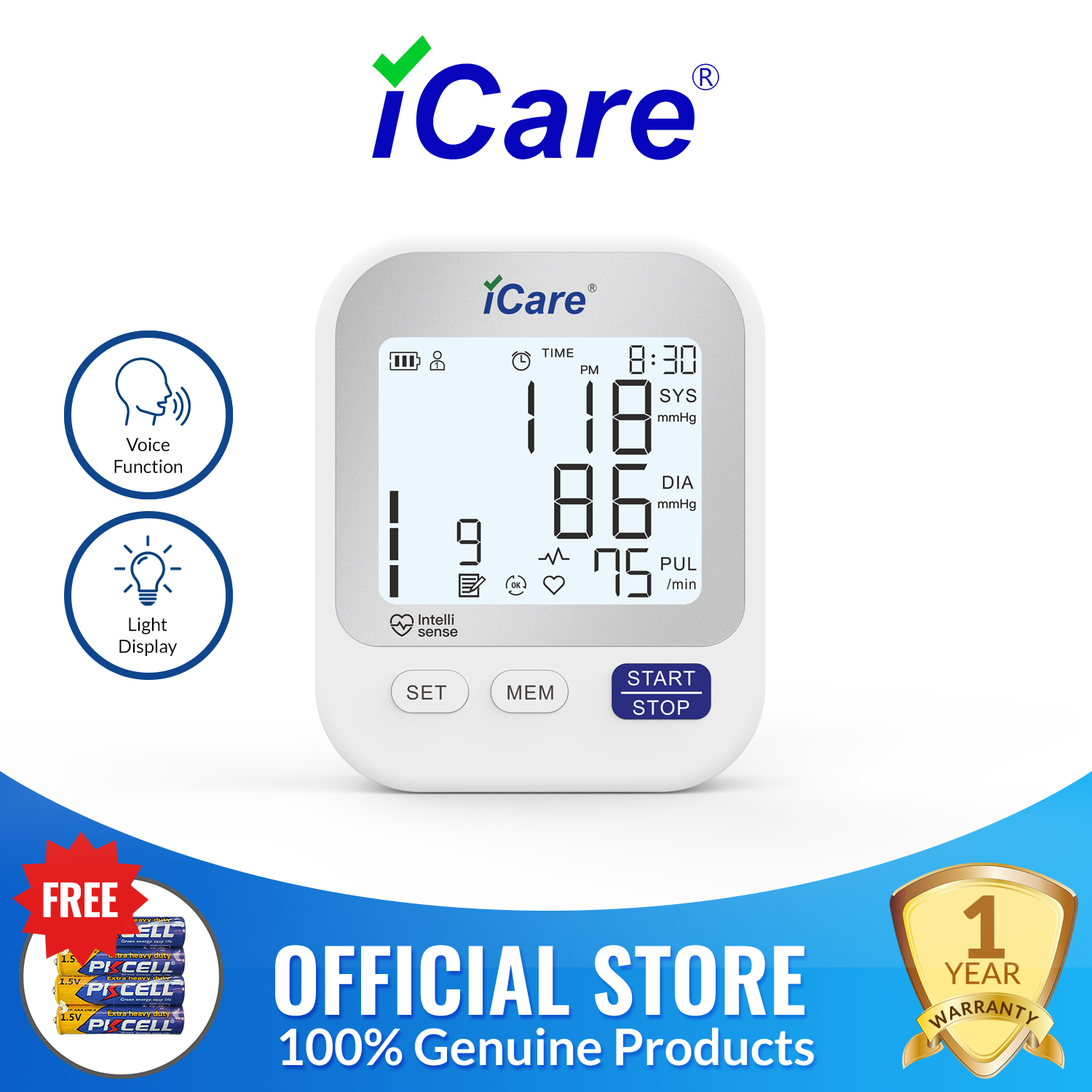 iCare® CK239 USB Powered Automatic Digital Blood Pressure Monitor with  Large Screen