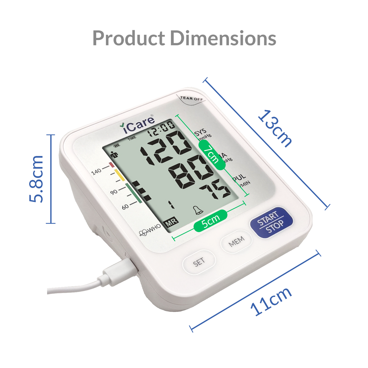 CK260 USB Powered Automatic Digital Blood Pressure Monitor, Small 22-32cm Arm Cuff