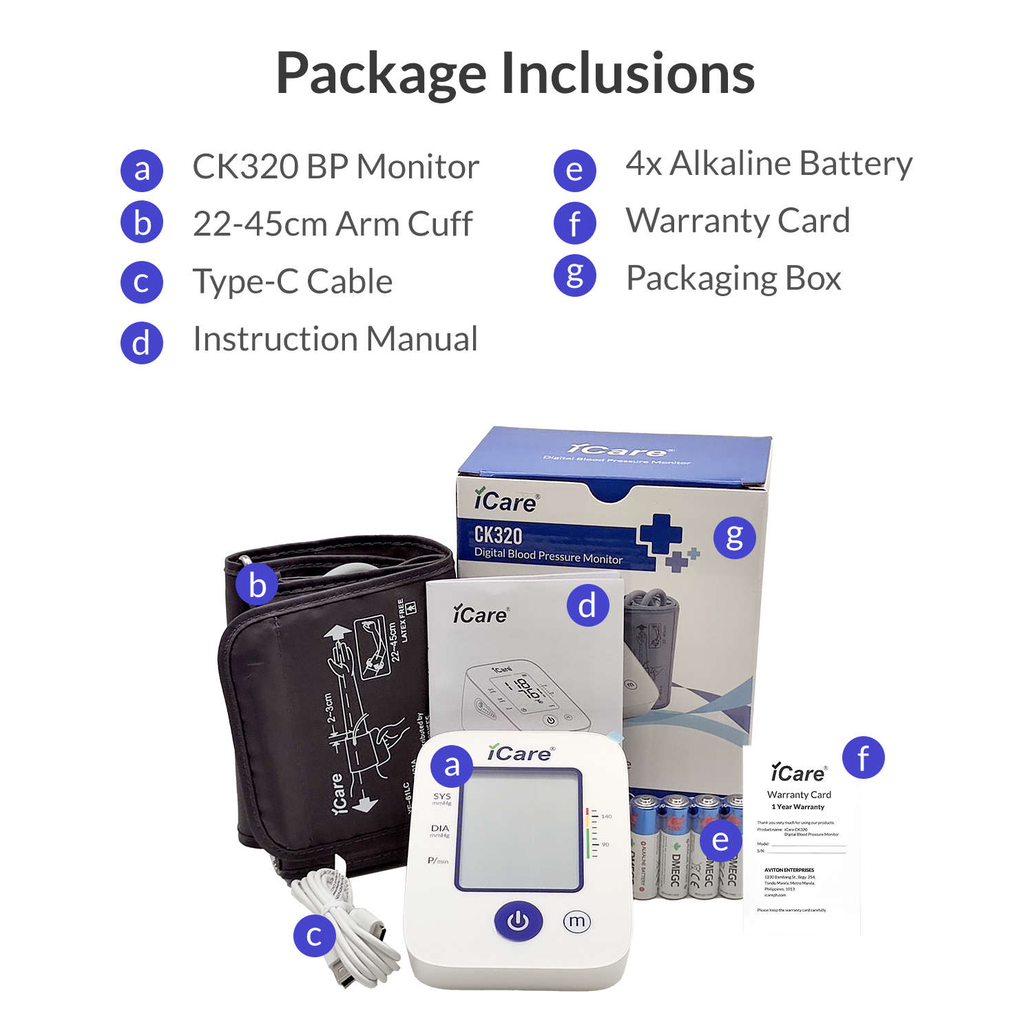 iCare CK320 USB Powered Automatic Digital Blood Pressure Monitor, Large 22-45cm Arm Cuff
