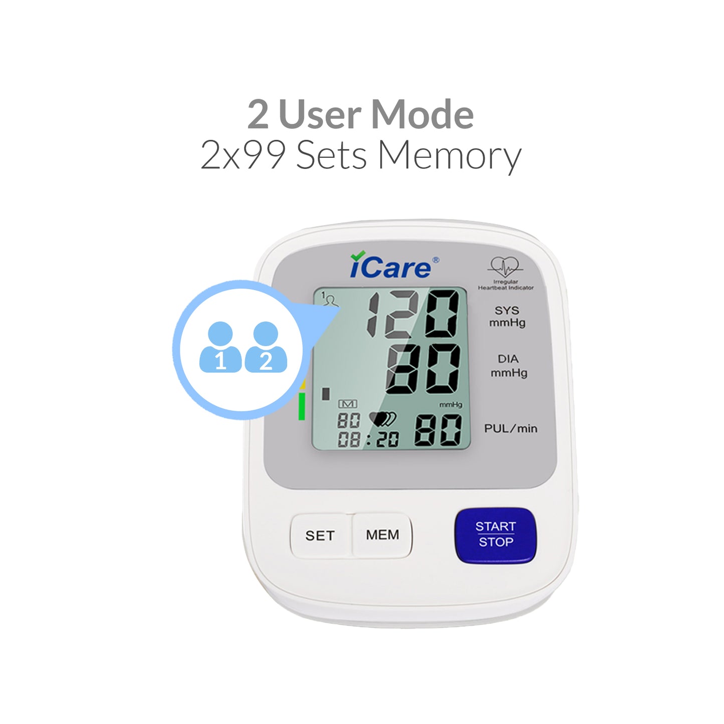 iCare® CK818 Automatic Digital Blood Pressure Monitor / Digital Sphygmomanometer Medium arm cuff 22-36cm
