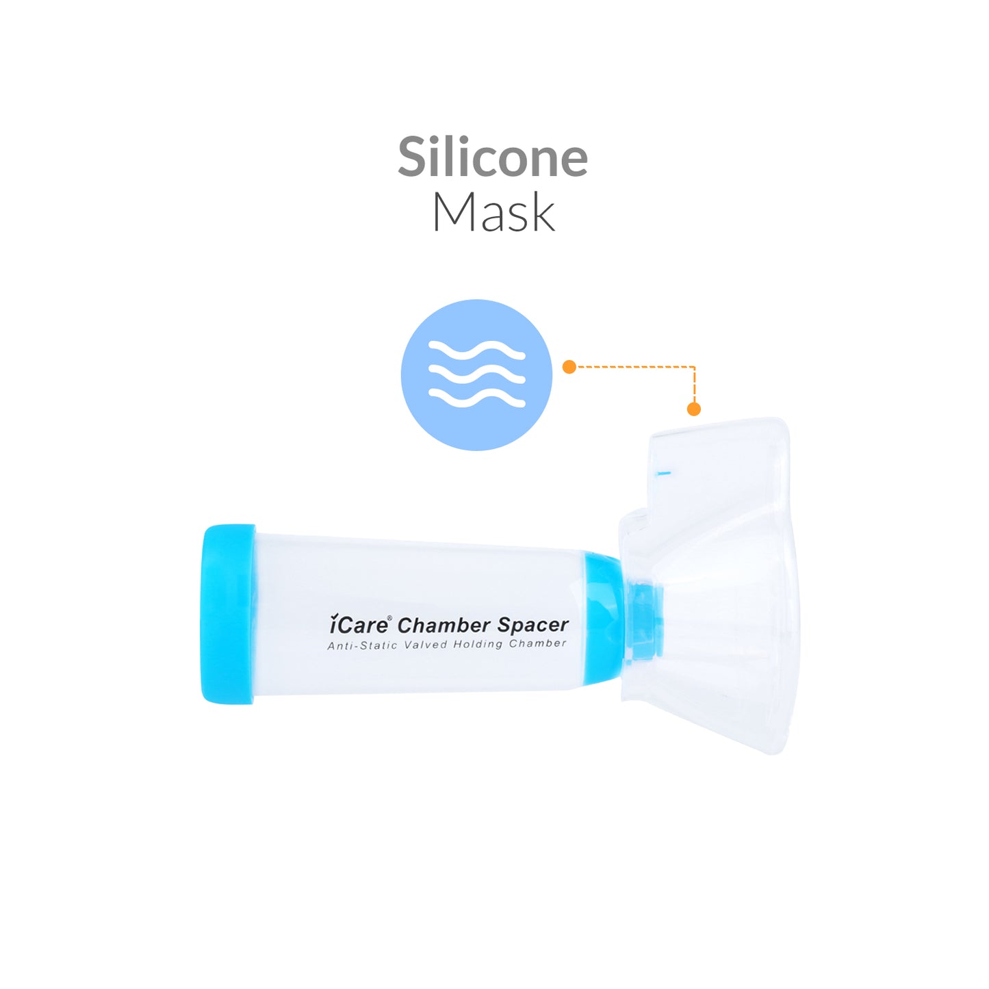 iCare® S1 Chamber Spacer (NO INHALER INCLUDED) for Adults with Large Mask, Fit Any Size, Sealed Package, Clean and Safe, for with your Asthma Inhaler, Ventolin via Chamber Spacer