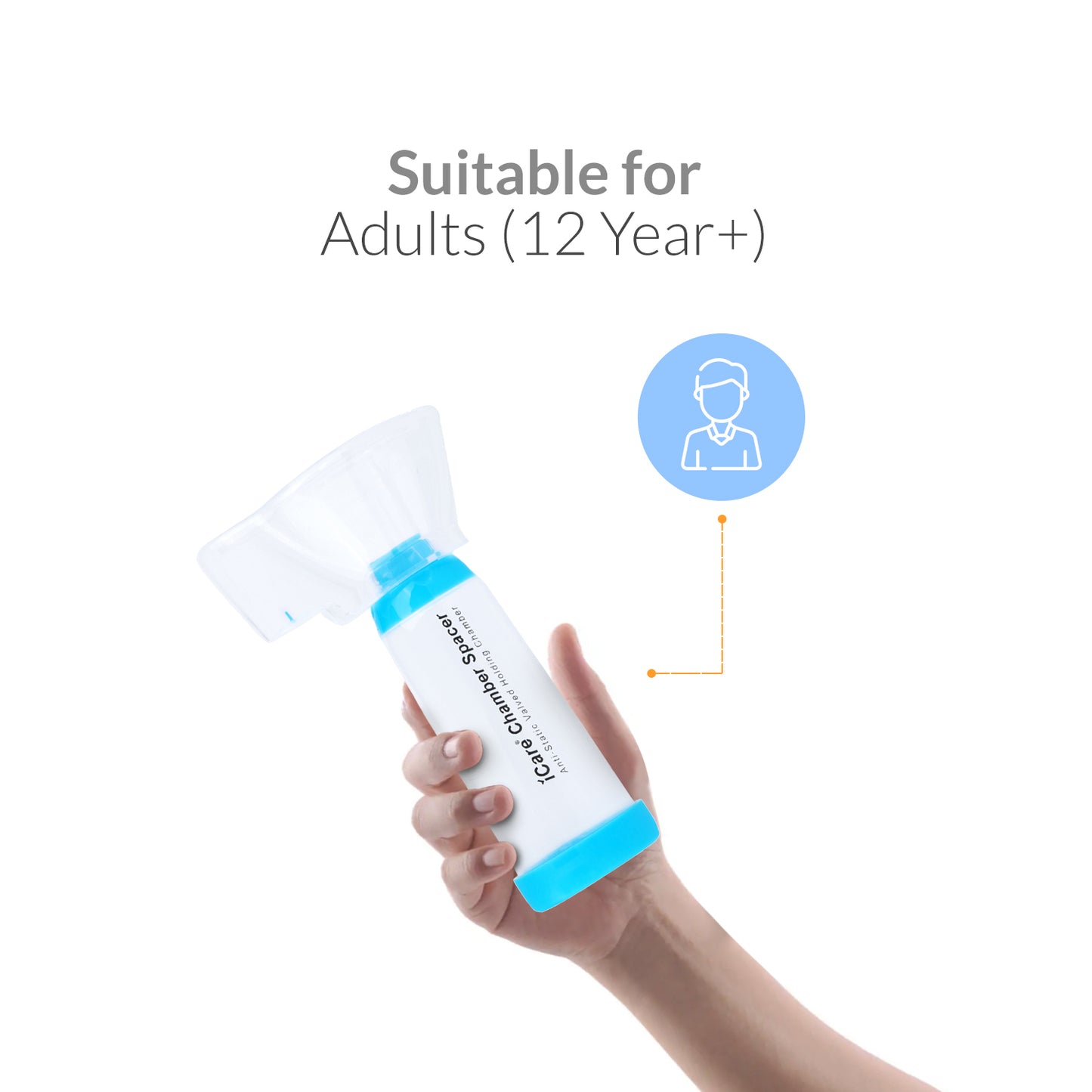 iCare® S1 Chamber Spacer (NO INHALER INCLUDED) for Adults with Large Mask, Fit Any Size, Sealed Package, Clean and Safe, for with your Asthma Inhaler, Ventolin via Chamber Spacer