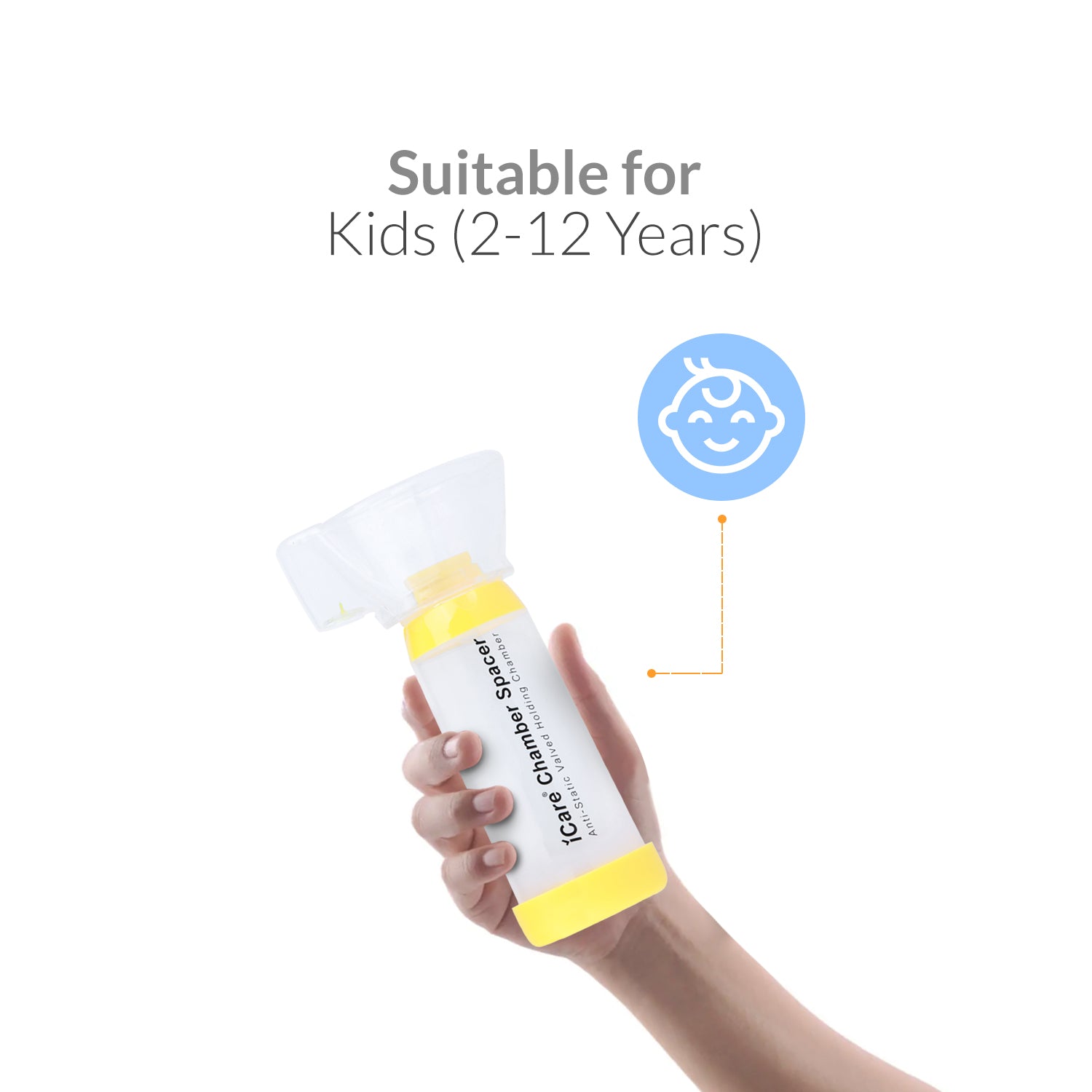 iCare® S2 Chamber Spacer (NO INHALER INCLUDED) for Kids with Medium Mask, Sealed Package, Clean and Safe, for with your Asthma Inhaler, Ventolin via Chamber Spacer