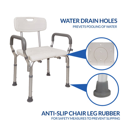 iCare® SC210 DualEase Aluminum Shower Chair Convertible to Commode, Rust Resistant Materials, and Lightweight for Disabled and Elderly