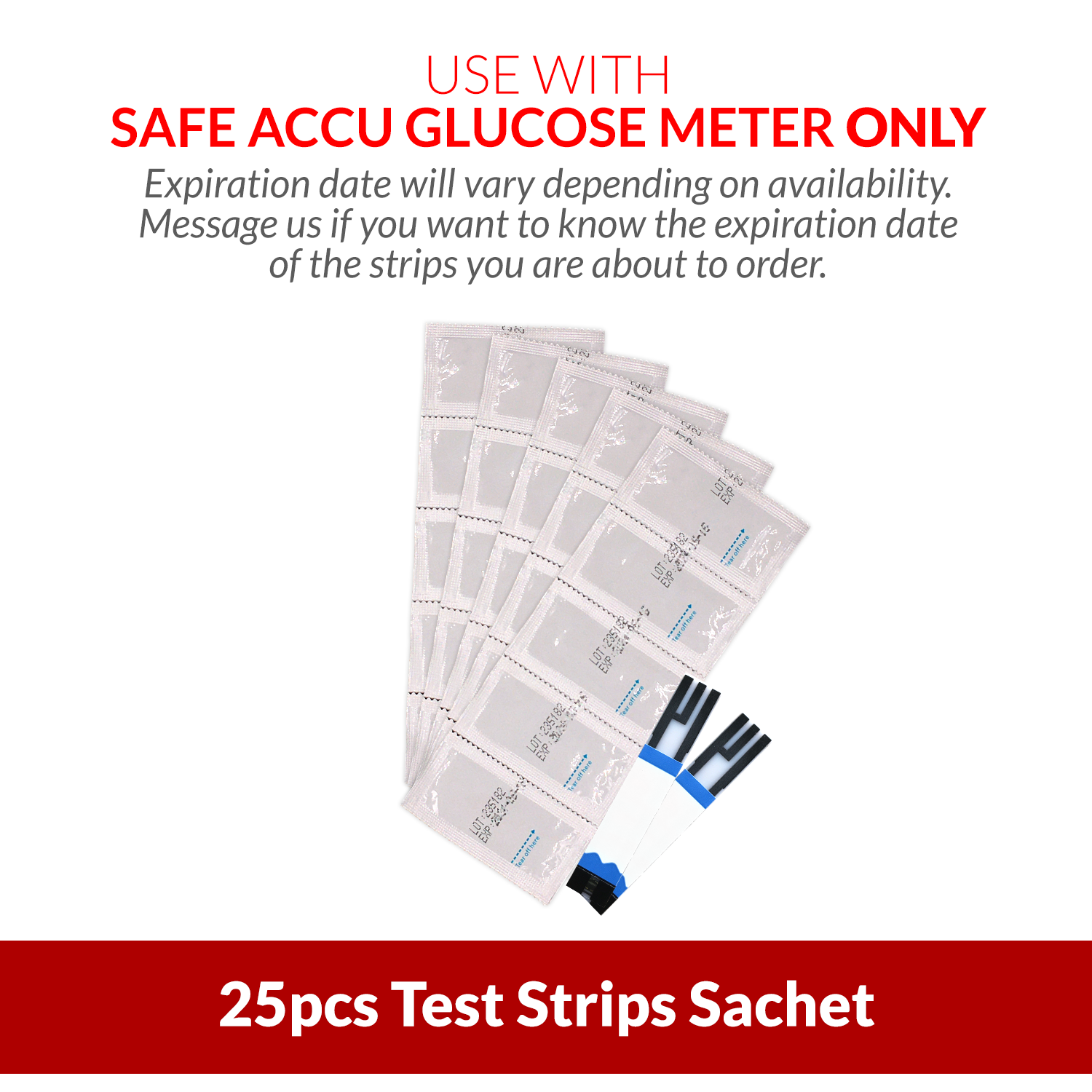 iCare® Safe Accu Glucose Test Strips 25pcs Individually Packed USE ONLY WITH SAFE ACCU GLUCOSE METER SA