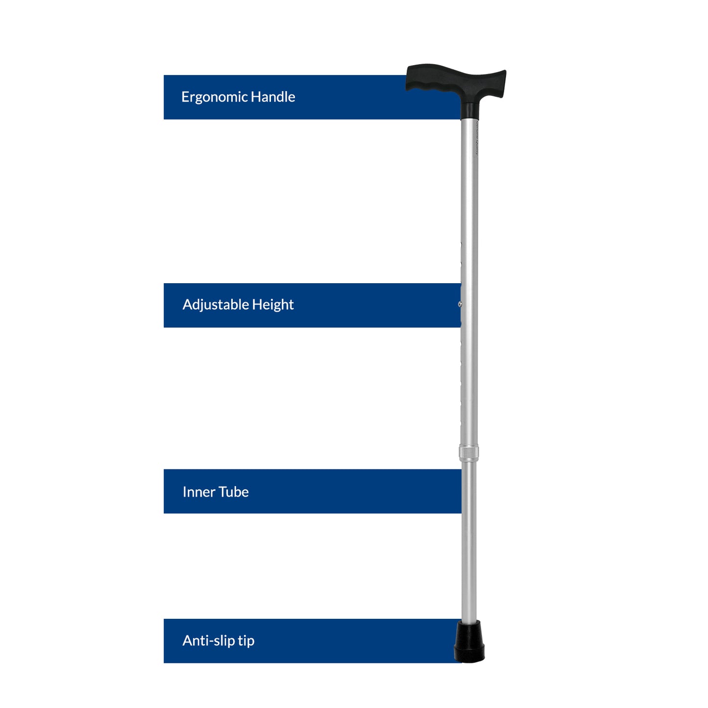 iCare® WS001 CanePro Walking Stick with Height Adjustable Tube, Ergonomic Handle for Disabled and Elderly