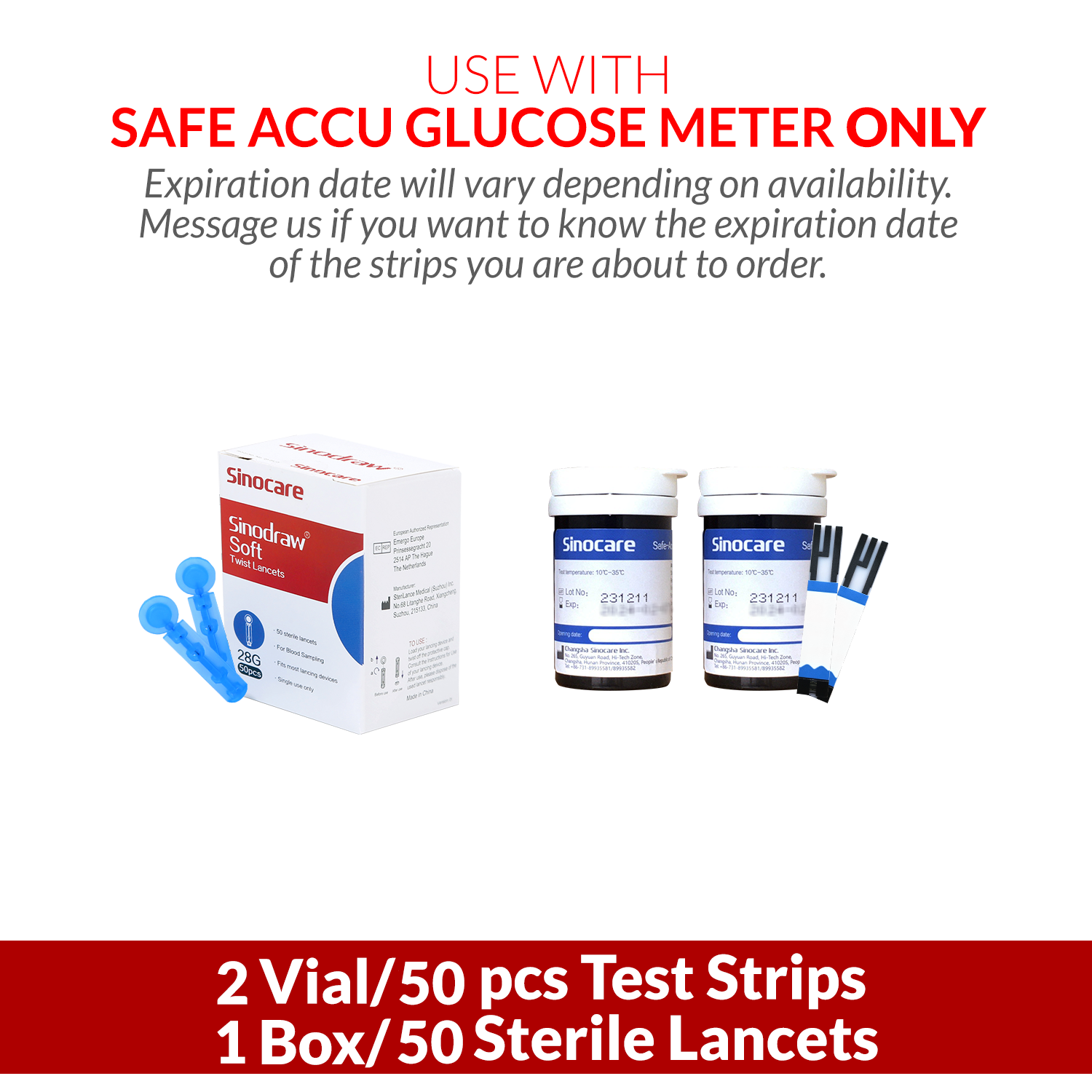 iCare® Safe Accu Glucose Test Strips & Lancets COMPATIBLE WITH SAFE ACCU GLUCOSE METER ONLY