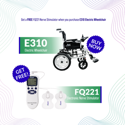 iCare® E310 Pro Electric Wheelchair HEAVY DUTY (110kg Load Limit, 50kg Wheelchair Weight)