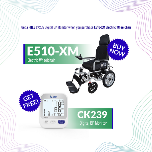 iCare® E510-XM Adjustable Electric Wheelchair(110kg Load Limit, 50kg Wheelchair Weight)