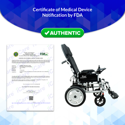 iCare® E510Power Adjustable Electric Wheelchair(110kg Load Limit, 50kg Wheelchair Weight)