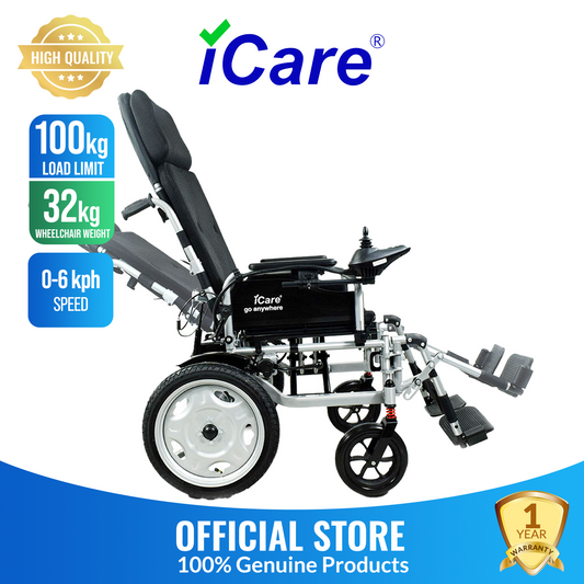 iCare® E510Power Adjustable Electric Wheelchair(110kg Load Limit, 50kg Wheelchair Weight)