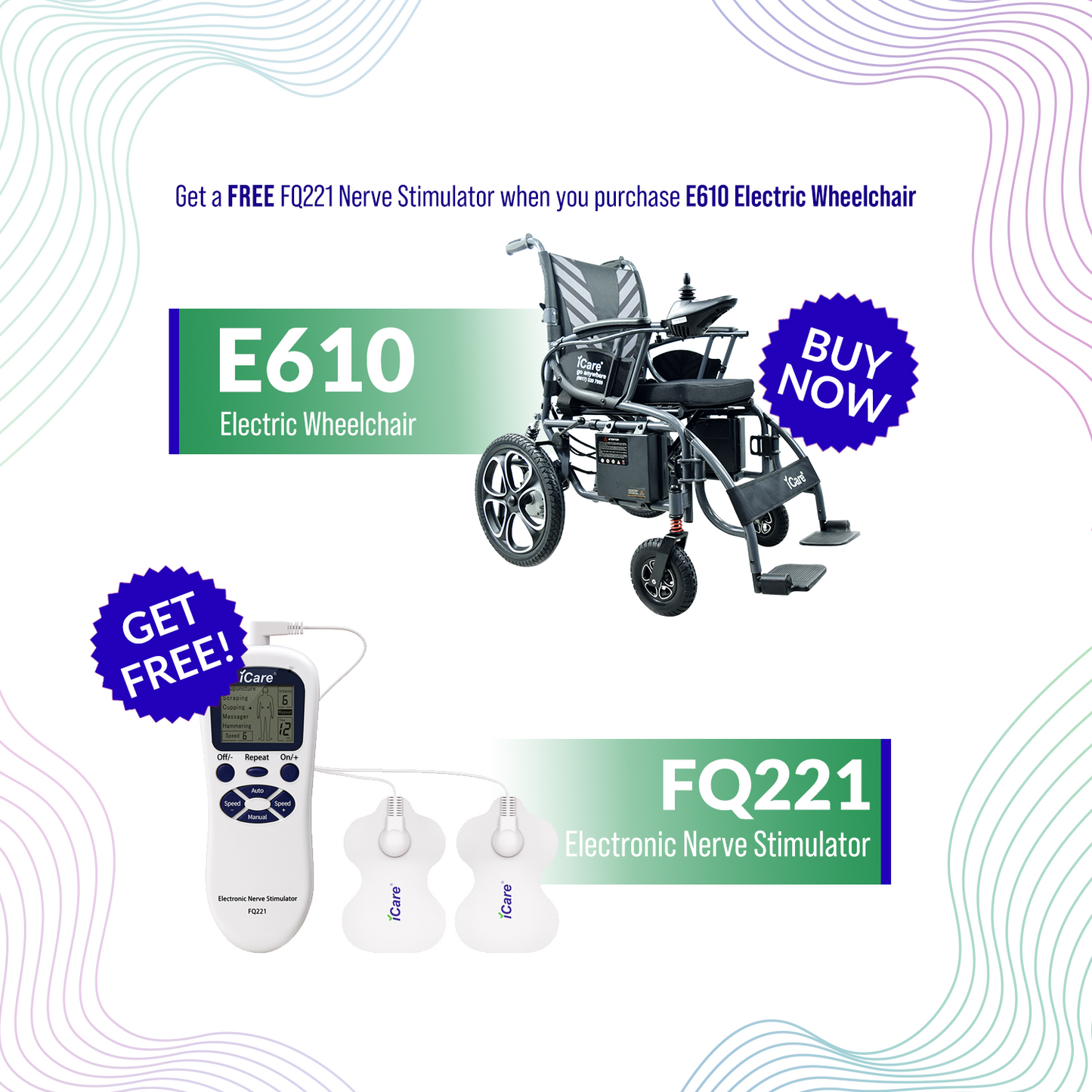 iCare® E610Max Electromagnetic Brake Wheelchair