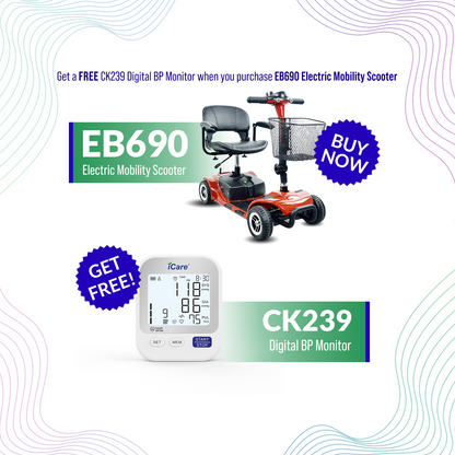 iCare® EB690 Electric Mobility Scooter - Wheelchair (100kg Load Limit, 50kg Wheelchair Weight)