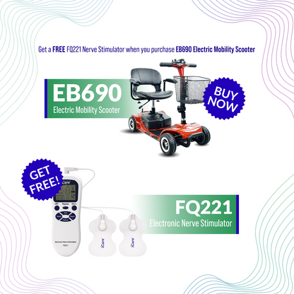 iCare® EB690 Electric Mobility Scooter - Wheelchair (100kg Load Limit, 50kg Wheelchair Weight)
