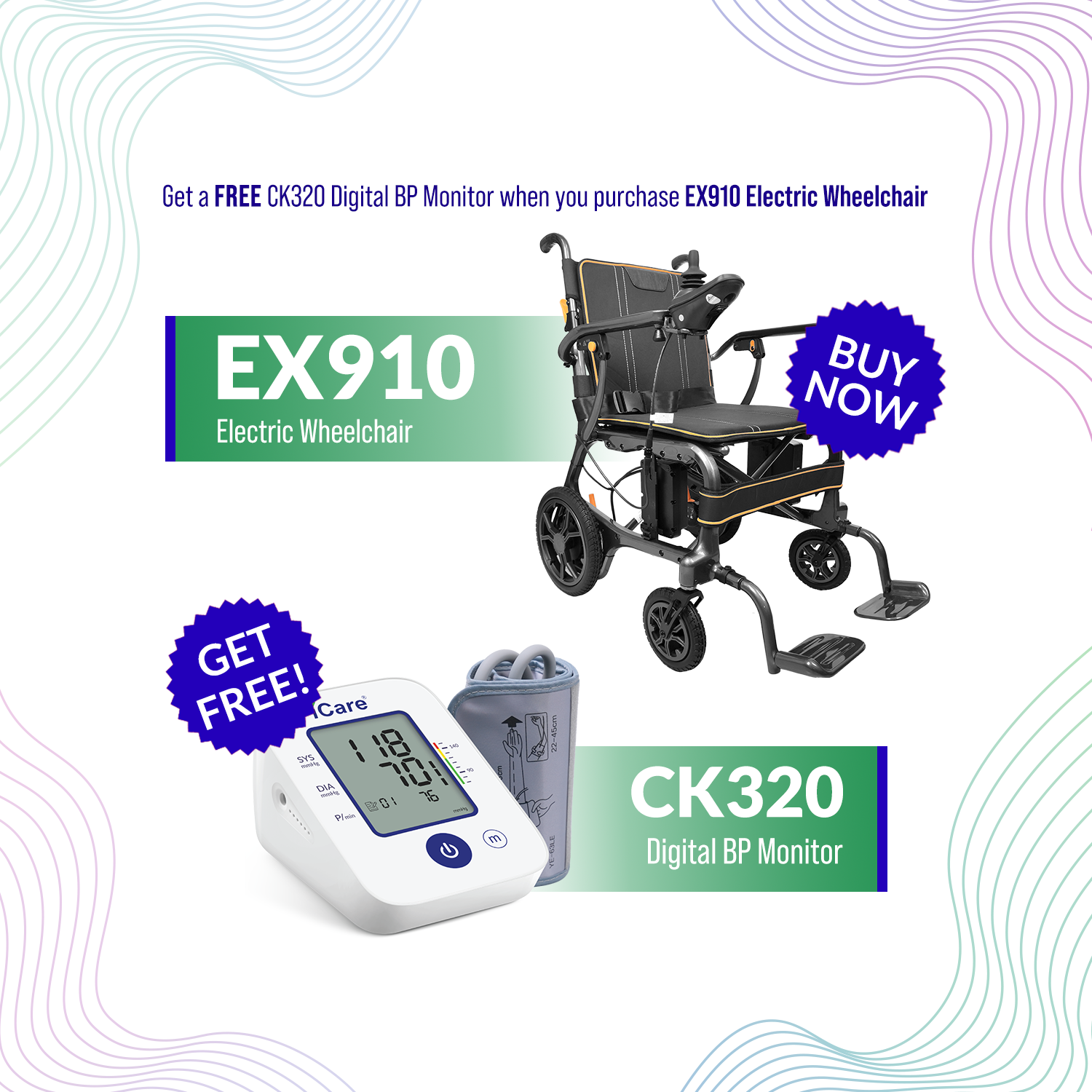 iCare EX910 Lightweight Foldable Electric Wheelchair with Carbon Fiber and Magnesium Frame