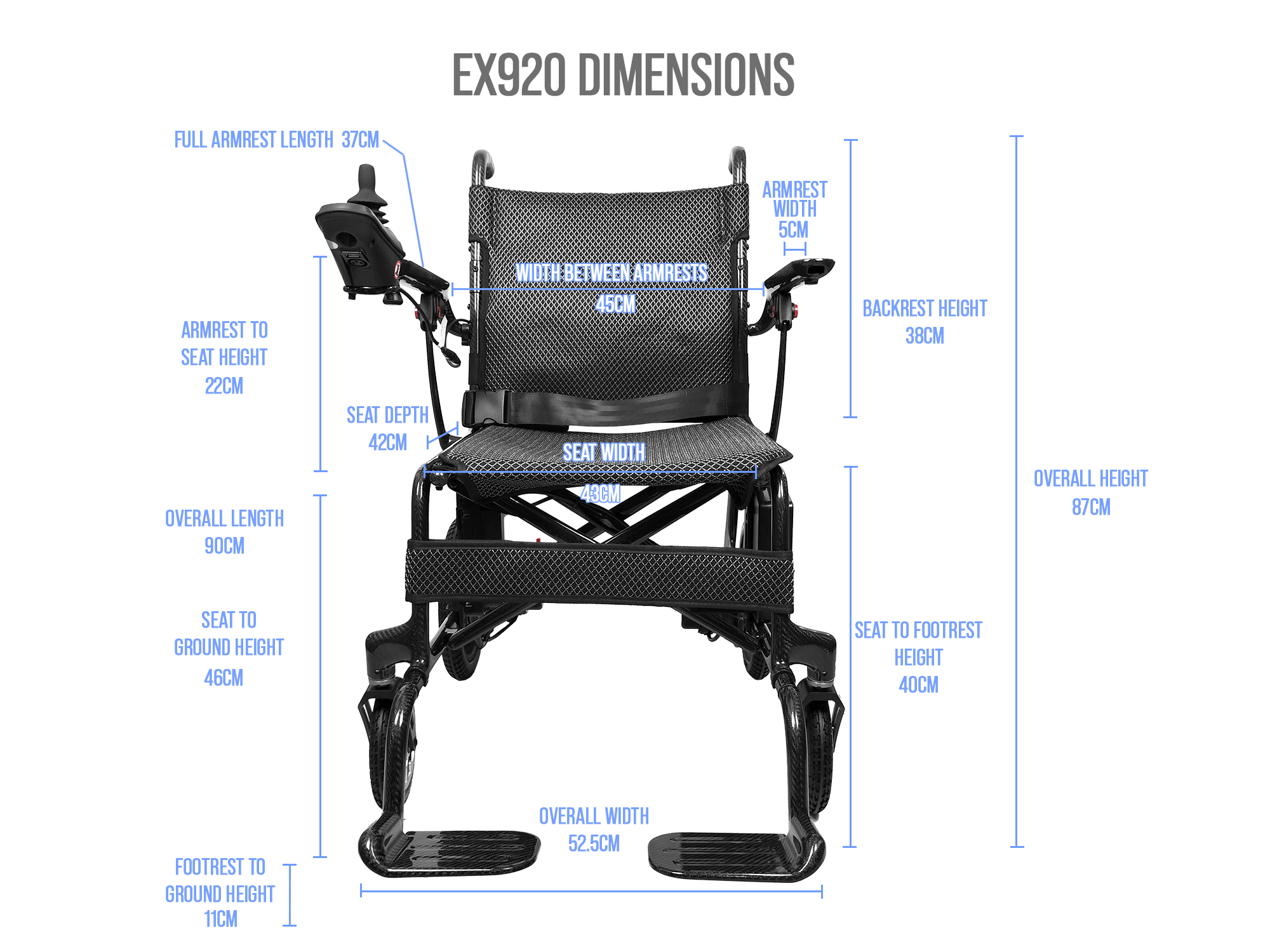 iCare EX920 Lightweight Foldable Electric Wheelchair with Carbon Fiber Frame
