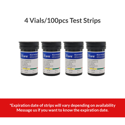 iCare BS003 100pcs Test Strips Compatible with BG003 Blood Glucose Meter ONLY