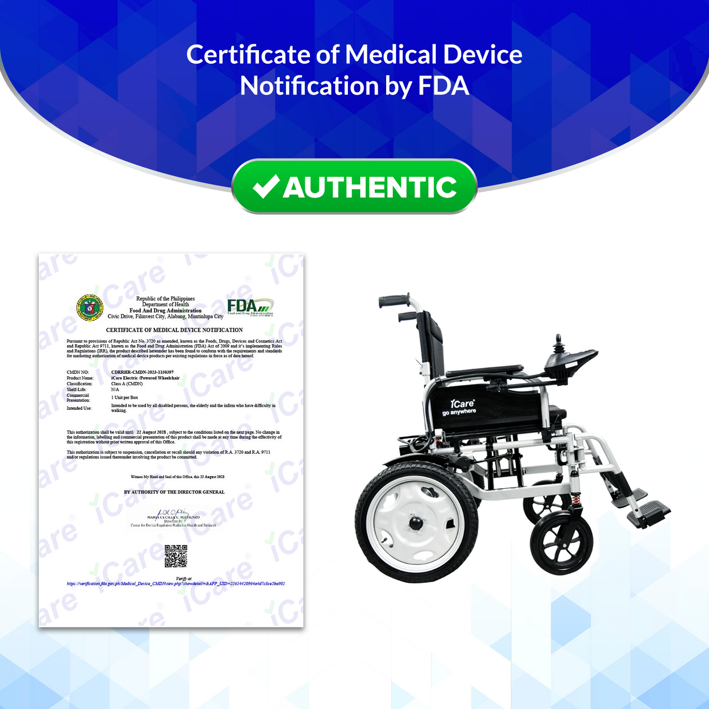 iCare® E310 Pro Electric Wheelchair HEAVY DUTY (110kg Load Limit, 50kg Wheelchair Weight)