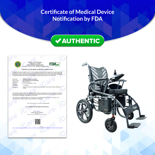iCare® E610 Max Electromagnetic Brake Wheelchair Heavy Duty 16" for Disabled and Elderly People (110kg Load Limit, 52kg Wheelchair Weight)