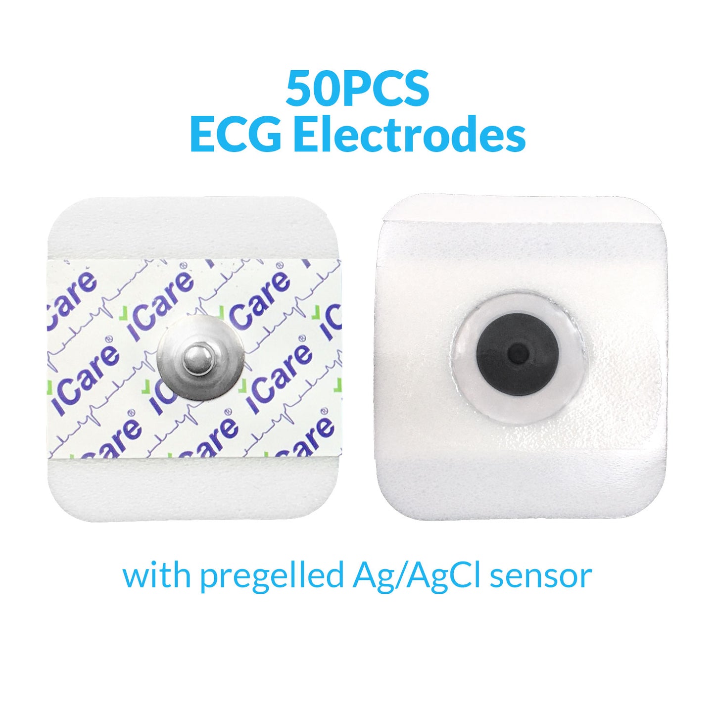 iCare® ECG Cables(Snap Button Type) with 1pack ECG Electrode Pads