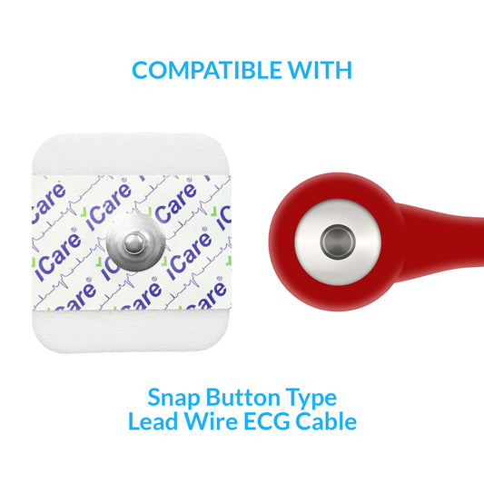 iCare® ECG Cables(Snap Button Type) with 1pack ECG Electrode Pads