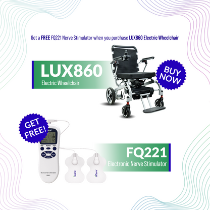 iCare® LUX860 Foldable Electric Wheelchair Aircraft-Grade Aluminum Frame (100kg Load Limit, 28kg Wheelchair Weight)