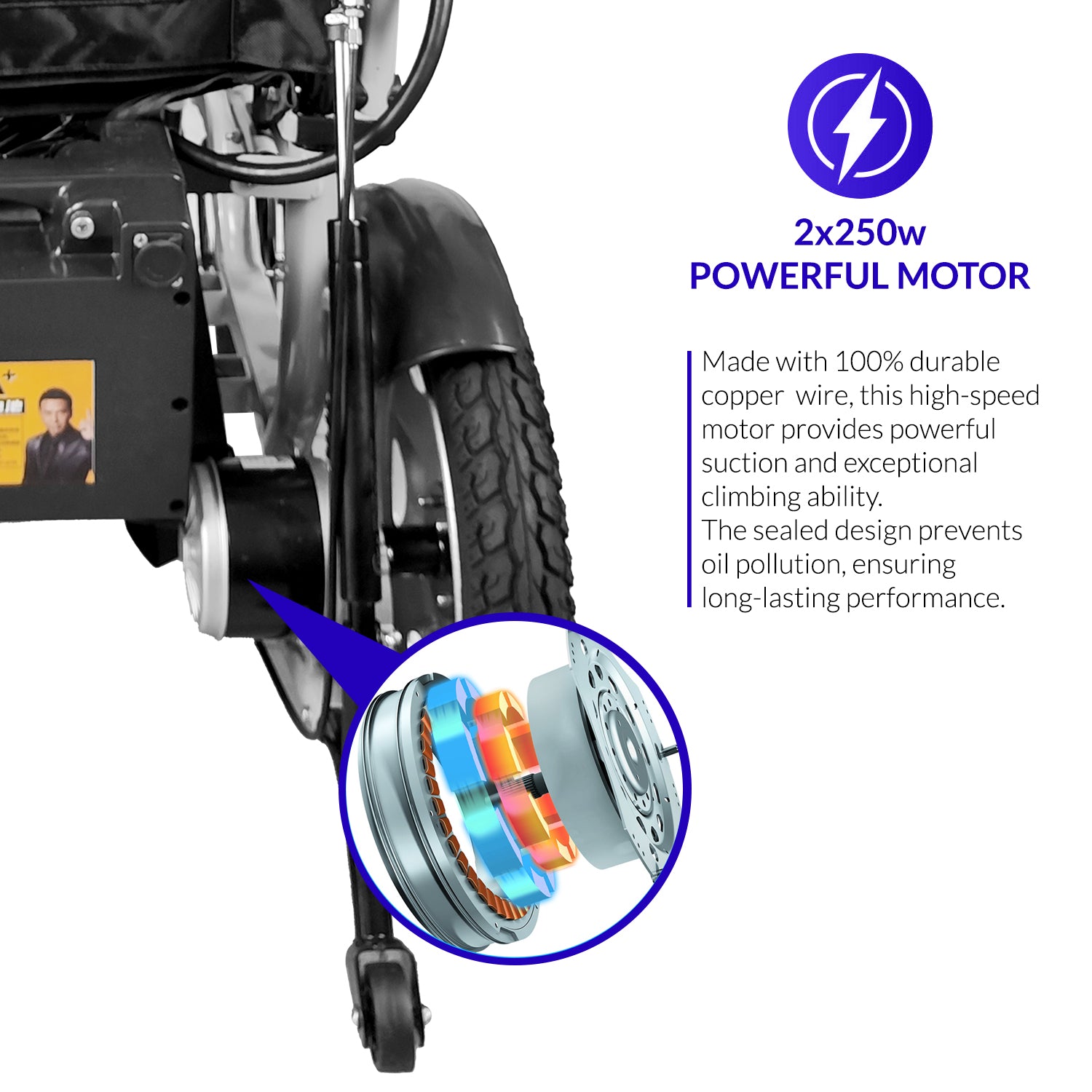 iCare® E510-XM Adjustable Electric Wheelchair(110kg Load Limit, 50kg Wheelchair Weight)
