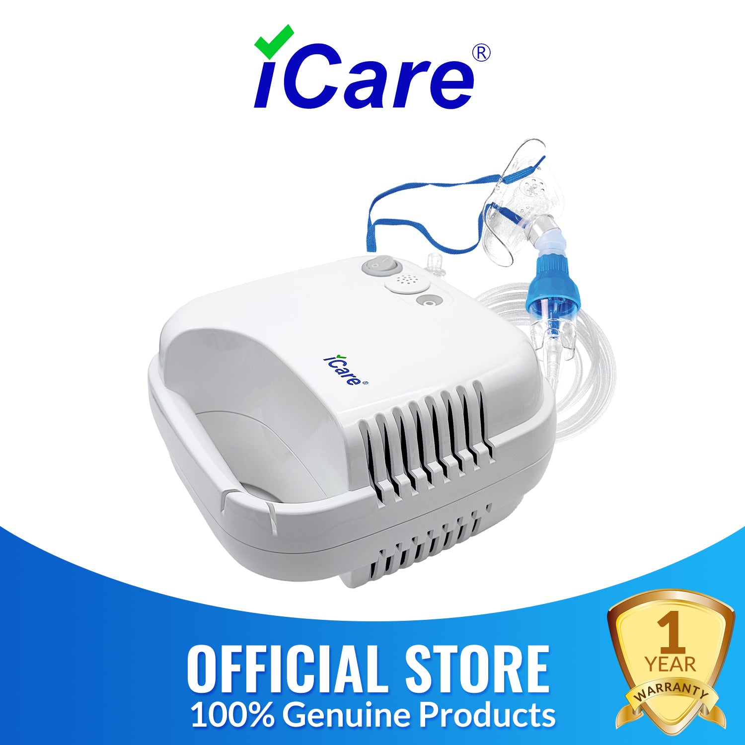 iCare N63 NebuLuxe Compressor Nebulizer with Choice of Mask Nebulizer Kit