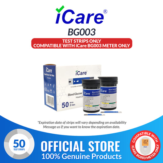 iCare 50pcs Blood Glucose Test Strips for iCare BG003 Blood Glucose Meter Compatible with BG003 Blood Glucose Meter  ONLY