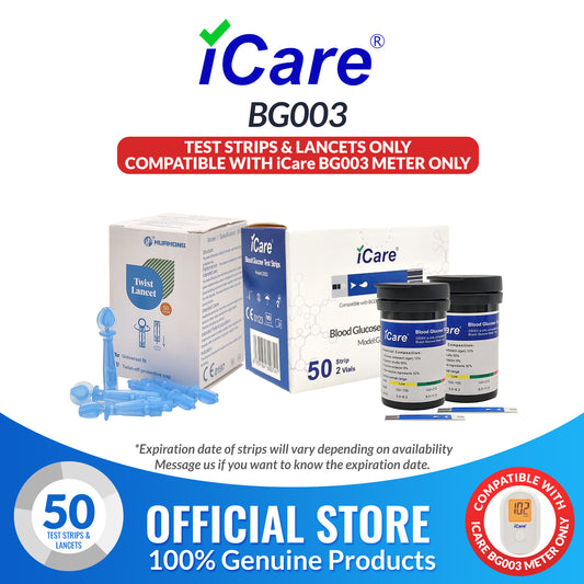 iCare BS003 50pcs Test Strips & 50pcs Lancets Compatible with  BG003 Blood Glucose Meter ONLY