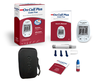 iCare® On Call Plus Code Free Blood Glucose Meter (COMPLETE SET) Blood Sugar Monitoring Kit
