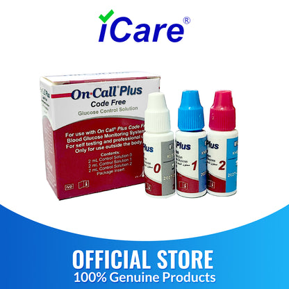 iCare On Call Plus Code Free Control Solution Level 0 to Level 2 for On Call Plus Code Free Glucose Meter