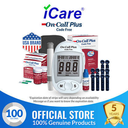 iCare® On Call Plus Code Free Blood Glucose Meter (COMPLETE SET) Blood Sugar Monitoring Kit