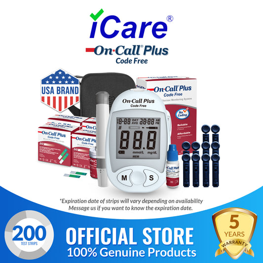 iCare OnCall Plus Code-Free Glucose Meter with 200 Test Strips and 210 Lancets