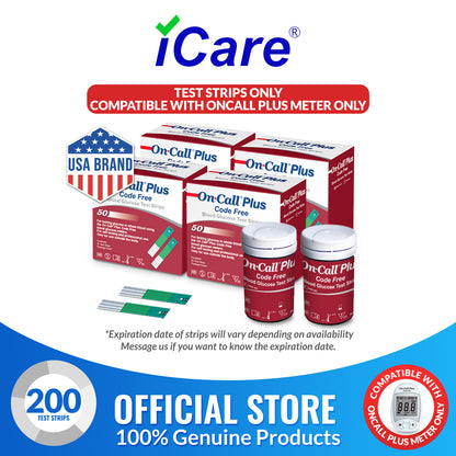 iCare® On Call Plus Code Free Test Strips ONLY COMPATIBLE WITH On Call Plus Code Free GLUCOSE METER SA